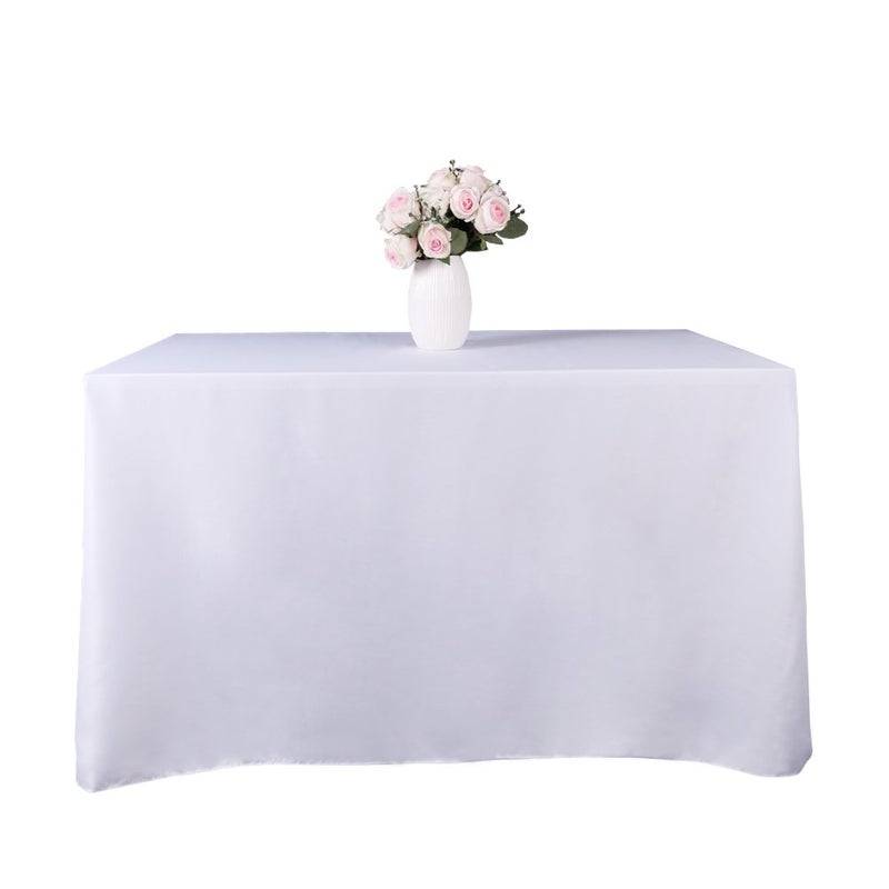 GFCC White Square Polyester Tablecloth 120 x 120 -Inch. Parties Table Decor - Image 2
